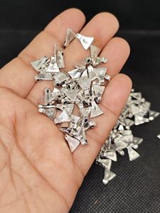 Breloques en laiton plaqué argent, finition plume, pendentifs feuille double face, fournitures de bijouterie en stock - Product Image 2