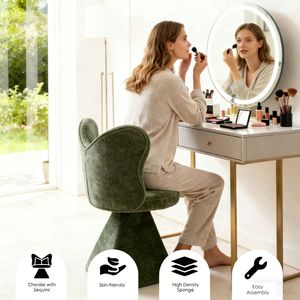 Swivel Accent Vanity Chair with Butterfly Back for Dining <b>Bedroom</b> Makeup <b>Stool</b> or Living Room Use - Product Image 2