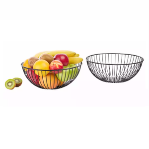 With Black Finished Modern Wire Mesh Eco Friendly Durable Iron Round Portable <b>Storage</b> Basket <b>Fruit</b> Rack Kitchen Organizer Use - Product Image 2