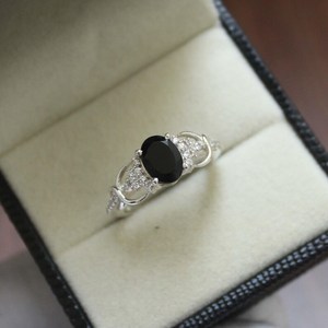 Handmade Black Onyx <b>Ring</b> S925 Sterling Silver Art Deco Oval Gemstone <b>Ring</b> Vintage Style Elegant Jewelry For Women - Product Image 1