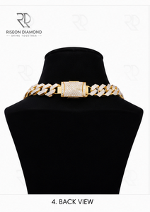 Imperial radiance diamond Cuban link <b>necklace</b> bold statement luxury craftsmanship modern sophistication premium 18K yellow white - Product Image 4