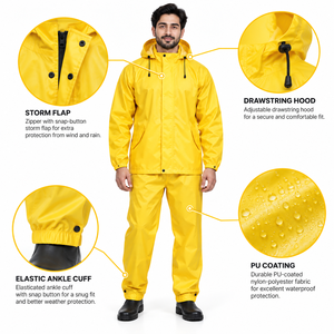 Traje Impermeable de Lluvia al por Mayor para Hombre, 2 Piezas, Chaqueta con Capucha y Pantalones, Ropa de Trabajo para Motocicleta y Exteriores, Empaque Personalizado, Proveedor OEM ODM - Product Image 6