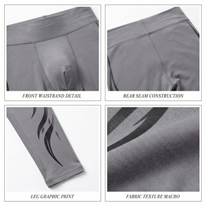 Leggings de sport personnalisés pour hommes, pantalons de compression taille basse, leggings de gym en spandex et polyester pour hommes, collants de yoga - Product Image 6