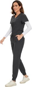 Tenues d'infirmière, ensembles d'uniformes médicaux unisexes, blouse de laboratoire médicale tricotée, imperméable, usage hospitalier, spandex/polyester - Product Image 4