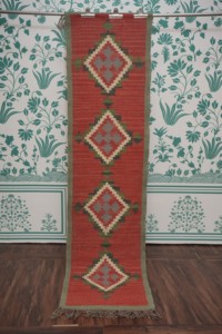 Custom Handloom Wool Kilim <b>Runner</b> Rug Bohemian Tribal Diamond Pattern Rust Orange Decorative <b>Long</b> <b>Hallway</b> Area Floor Carpet - Product Image 4