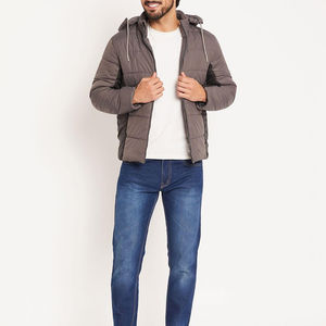 Parka d'hiver rembourrée en nylon avec logo imprimé de haute qualité, capuche amovible, doudoune personnalisée pour homme, manteau imperméable - Product Image 3