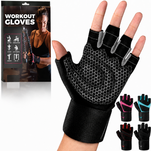Women Workout <b>Gloves</b> Breathable Gym Fitness <b>Gloves</b> <b>With</b> Enhanced <b>Grip</b> Palm Cushion Wrist Support For Weightlifting Cycling OEM - Product Image 1