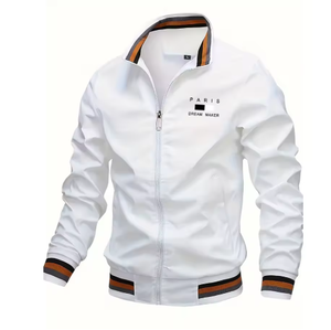 เสื้อแจ็คเก็ตบอมเบอร์โอเวอร์ไซส์สำหรับผู้ชาย แจ็คเก็ตเบสบอลแบบมีซิปเต็มตัว ปกคอพับได้ เหมาะสำหรับฤดูหนาว สไตล์ลำลองสำหรับกิจกรรมกลางแจ้ง ดีไซน์เนอร์โค้ทปักลาย - Product Image 3