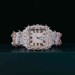 Montre à quartz étanche en acier inoxydable avec cadran en verre incrusté de diamants, qualité luxe, pour homme, usage traditionnel, vente à l'exportation - Product Image 1