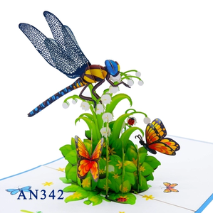Best Seller Dragonfly 3D <b>Handmade</b> <b>Paper</b> Crafts Cute Animal Style Pop Card Vietnam Laser Cut Floral Handicrafts Top Trending - Product Image 1