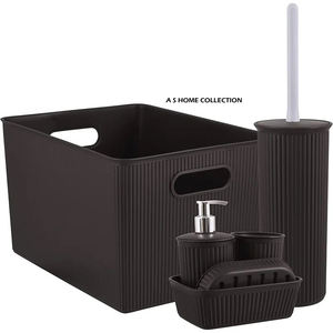 Ensemble de salle de bain élégant en marbre gris, cinq pièces, au design accrocheur, au prix impressionnant - Product Image 5