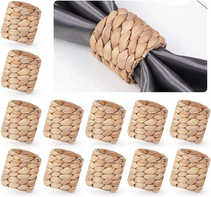 Woven Rattan Custom Handmade Eco-friendly Napkin Rings Stocked for <b>Party</b> and Wedding Dinner <b>Table</b> - Product Image 2