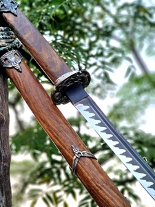 Edelstahl-Katana-Schwert mit Holzgriff Gezahnte Klinge 96cm Gerade Rückseite Industriequalität OEM 3 Jahre Garantie - Product Image 5