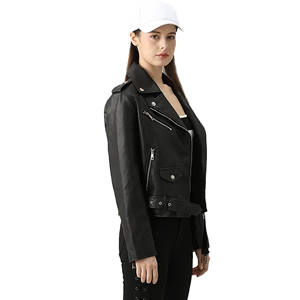 เสื้อแจ็คเก็ตหนังแท้แบบซิปเต็มตัวสำหรับกีฬาฤดูหนาว  สินค้าใหม่  แบบครอปสำหรับผู้หญิง  ขายส่ง - Product Image 1