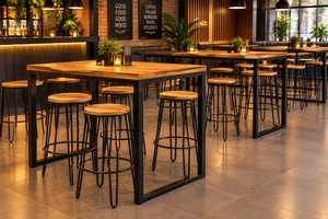 Taburete de Bar de Lujo con Tapa de Mármol y Estructura Metálica Resistente para Hoteles, Restaurantes, Cafeterías, Pubs e Interiores Comerciales Premium - Product Image 4