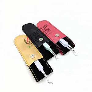 Pince à épiler d'extension de cils à pointe argentée de haute qualité en différentes couleurs Double poignée en diamant incurvée Instruments de beauté avec logo personnalisé - Product Image 1