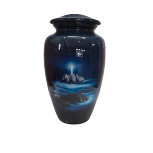 Lighthouse Aluminum Cremation Urn for Human Ashes Ocean <b>Memorial</b> <b>Keepsake</b> Handcrafted Adult Funeral Burial Urn with Secure Lid - Product Image 1
