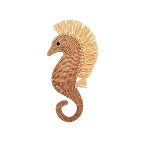 Décoration murale suspendue en rotin tressé en forme de cheval de mer pour chambre d'enfant, en fibres végétales naturelles, motif animal, pour décorer les chambres d'enfants - Product Image 2