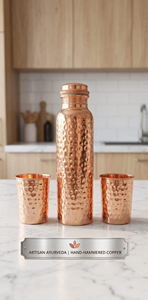 Pure Copper Hammered Engraved Printed Leak Proof Eco-Friendly Luxury <b>Large</b> Capacity <b>Water</b> <b>Bottle</b> - Product Image 5