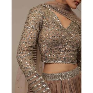 Gorgeous Beige <b>Sequins</b> Georgette <b>Party</b> Wear Lehenga Choli for Women - Product Image 2