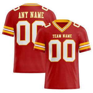 Maillot de football américain personnalisé PLAYER'S POINT unisexe 100% polyester blanc et rouge col en V impression numérique 23 anti-humidité - Product Image 2