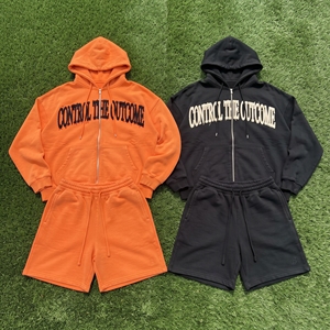 <b>Men</b> Hoodie And Sweat <b>Shorts</b> Set Casual Athletic Sportswear Manufacturer Zipper Embroidery Hoodie <b>Shorts</b> Two Piece - Product Image 3