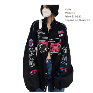 Chaqueta de Moda para Mujer, Bordada, Casual, con un Solo Botón, Manga Larga, Estilo Racing, para Otoño/Primavera, Transpirable, Resistente al Viento, Vintage - Product Image 1