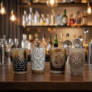 REHMAN CRAFT - Vaso de Cuerno de Búfalo Hecho a Mano, Ecológico, Rústico, de Forma Natural - Product Image 1