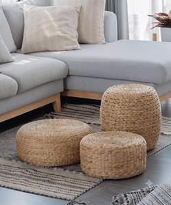 Vietnamese Sustainable Water Hyacinth Floor Cushion Thick Round Woven <b>Pouf</b> <b>Seating</b> Pad Living Room - Product Image 3