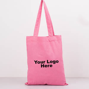 Handmade Cotton Plain Pink Canvas Beach Tote Bag with Shoulder Handle Custom Logo <b>Printing</b> <b>Large</b> Size Reusable Shopping Bag - Product Image 2