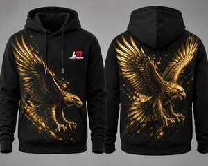 Sudadera con Capucha para Hombre Long Mission, Estampado de Águila Dorada, 100% Algodón, Transpirable, Informal, para Invierno, Corte Regular, con Bolsillo - Product Image 2