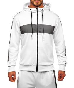 Chándal con Capucha Blanco Personalizado para Hombre, Manga Larga, Diseño Deportivo con Bloques de Color, Ropa de Otoño con Bolsillos Laterales, Corte Regular, 100% Poliéster - Product Image 5