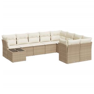 Conjunto de Sofás de Jardín de Ratán Beige, 6 Plazas, Diseño Contemporáneo para Exteriores - Product Image 4