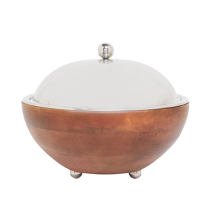 Handmade Wooden Casserole With Lid Great Quality Hammered Metal & Wood Casserole Dish <b>Table</b> Decor Casserole Serving Hot Pot - Product Image 2