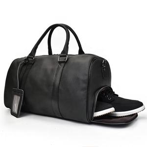 Bolsa de lona de piel auténtica unisex al por mayor, con cremallera, impermeable, para zapatillas de gimnasio, compartimento, logotipo personalizable para deporte físico - Product Image 2