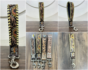 Nouvelle laisse de trafic de conception de tournesol en cuir usiné à la main de luxe de qualité supérieure laisse pour chien en cuir véritable confortable pour l'entraînement et la marche - Product Image 2