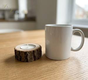 Support de bougie carré en bois artisanal pour bougie chauffe-plat, en bois naturel, décoration rustique pour la maison, centre de table - Product Image 2