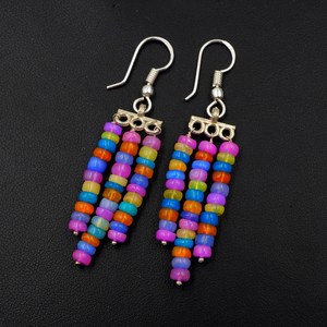 Boucles d'oreilles en opale éthiopienne, perles multicolores, argent sterling 925, plaqué or 18 carats, style bohème, pour femmes - Product Image 5