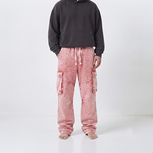 Pantalon cargo jogger surdimensionné pour homme, en coton, coupe décontractée, multi-poches, style streetwear, avec impression personnalisée et effet délavé à l'acide - Product Image 6