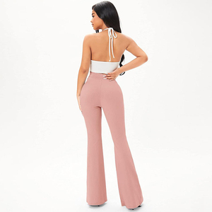 Pantalones Acampanados de Cintura Media Elástica para Mujer, Estilo Urbano de Verano, 100% Algodón Canvas, Transpirables, de Secado Rápido, OEM Personalizado - Product Image 6