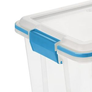 Lot de 5 bacs de rangement en plastique transparent de 20 litres avec couvercles à joint d'étanchéité bleus - Product Image 3