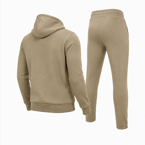 Men Plain Fleece <b>Hoodie</b> and Jogger Pants Set Modern Sports Tracksuit for <b>Workout</b> and Lounge Wear - Product Image 3