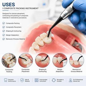 Instrument de placement composite Zetomed Pro I, double extrémité, en acier inoxydable, ergonomique, outil dentaire restaurateur - Product Image 3
