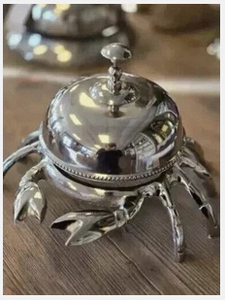 Silver Plated Stainless Steel Crab Figurine Polished Animal Shape Art Collectible Decorative Desk Bell - Product Image 2