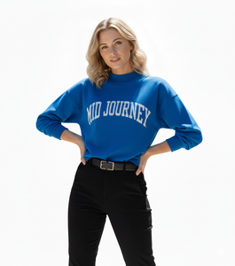 Hot Selling High Quality <b>Women</b> Heavy Weight New Style Long Sleeve Solid Color <b>Pattern</b> Front Logo Mockneck Sweatshirt Winter - Product Image 3