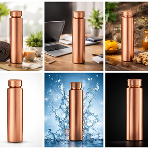 Créations Antiques en Cuivre Pur Classique Écologique Ayurvédique Gravé Martelé Grande Capacité 1000ml Couleur Personnalisée Multi-Usages - Product Image 4