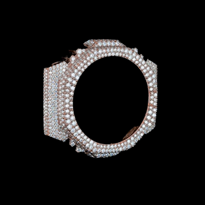 Lunette de montre en acier inoxydable or rose, écologique, sertie de diamants, personnalisable, cadre de remplacement, accessoire de luxe pour montre, bijou - Product Image 2