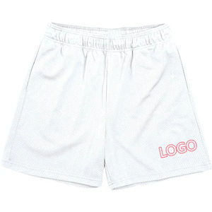 Shorts de sport pour hommes en toile respirante, taille mi-haute élastique, 100 % polyester, pour le basketball et la course à pied, couleur noire, haute qualité - Product Image 3