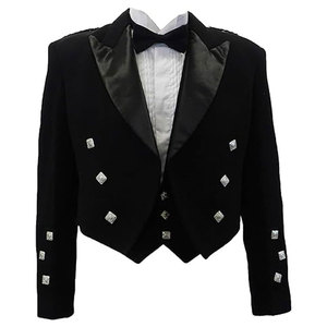 Prince Charlie <b>Jacket</b> & Vest, Formal Scottish Kilt <b>Jacket</b> for Men, with Elegant Vest & Stylish <b>Silver</b> Button Accents - Product Image 1