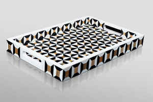 Très demandé à la main incrustation d'os motif marocain plateaux en résine design personnalisé de luxe avec des prix - Product Image 5